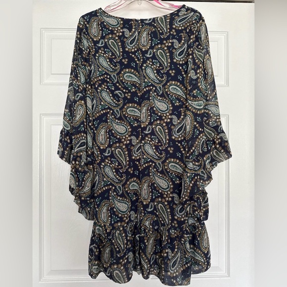 Betsey Johnson Navy Paisley Ruffle Midi Dress - Picture 6 of 8